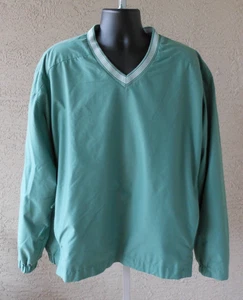 Lands End Mens Size XL 46-48 Golf Lined Pullover Windshirt Green Zip Pockets - Picture 1 of 6