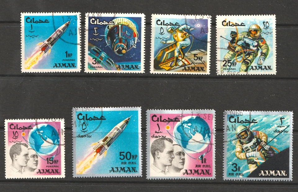 Ajman 1966 Espacio, juego de piezas, franqueo y correo aéreo, usado Foto 1 de 1