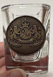 Queen Mary Ship Ocean Liner Now Hotel Long Beach CA Shot Glass 1 Oz Brass Medal