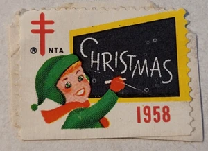 US-Briefmarke ~ Weihnachten/Siegel Elfe & Tafel ~ verschickt/gebraucht ~ 1958 ~ N29 - Bild 1 von 6