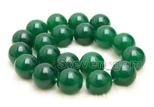 20mm Green Round Natural Jade Loose Bead for Jewelry Making Necklace Strand 15'' - Picture 1 of 14