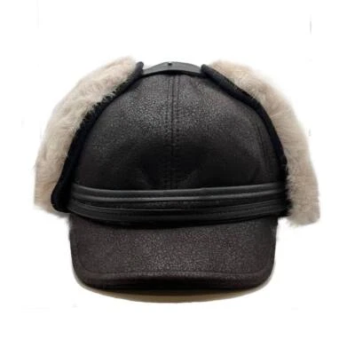 Men's FUR WINTER HAT Sheepskin Shearling LEATHER TRAPPER USHANKA Aviator Hat - Image 1 of 4