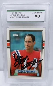 Topps Football Steve Grogan 1989 automático #126T Patriots - Imagen 1 de 2