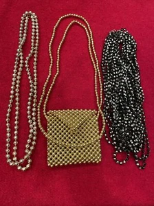 Vintage Lot Of Plastic Bead Necklaces And Purse Without Closure Bead - Picture 1 of 7
