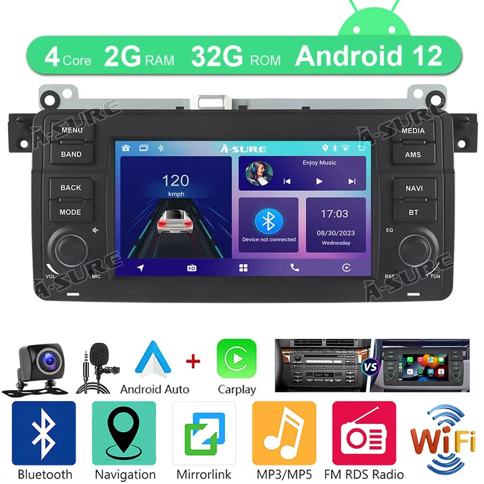 A-Sure BMW E46  Schwarz Android 5.1.1