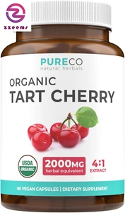 Organic Tart Cherry Capsules (Vegan & Gluten Free) - Natural Uric Acid Flush - H - Picture 1 of 12