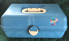Vintage CABOODLES Solid Blue Marbled Makeup Case Model #2602 ~No Trays or Mirror