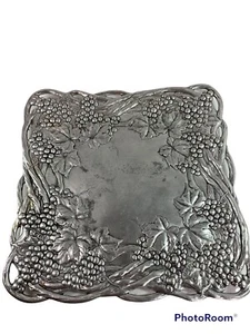 Arthur Court Serving Platter Aluminum Woven Grape Vines And Grape Clusters 12x12 - Picture 1 of 5
