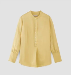 NWT Everlane Hammered Satin Popover Shirt, Blouse, Top, Yellow, Sizes 2,4 - Picture 1 of 5