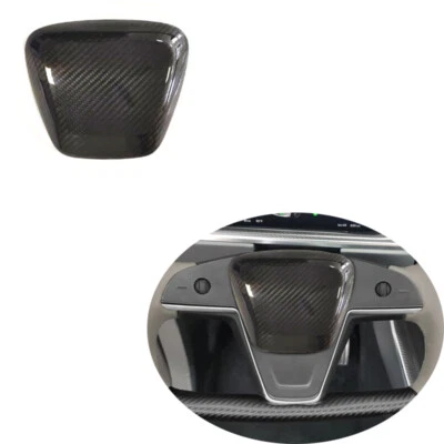  Real Carbon Fiber Steering Wheel Cover Trim For Tesla Model S 2021 2022-23 - Image 1 of 3