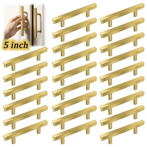 Stainless Steel Gold Kitchen Square Cabinet Handles Drawer Pull Hardwares 5 inch - Picture 1 of 12