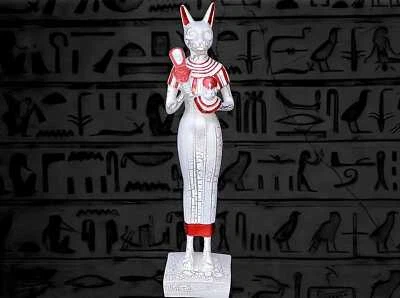 White Marble Egyptian Cat Statue, handmade marble stone Egyptian Cat figurine , - Image 1 of 4