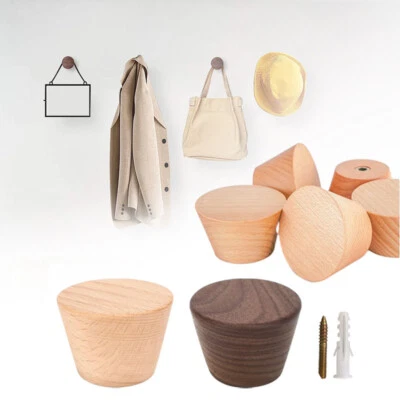 Gancho de puerta de madera maciza montado en la pared clavija fuerte pasillo abrigo ganchos percha hogar estante Foto 1 de 4