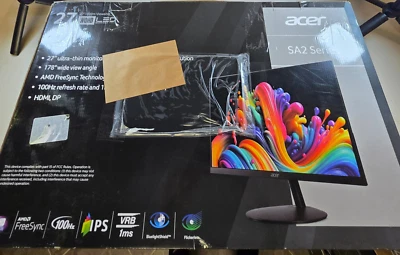 Acer 27" WQHD 100Hz LED Monitor, Black (SA272U EBIIP) - Image 1 of 4