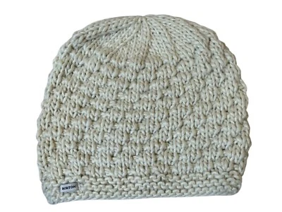 Sombrero tejido BURTON Snowboard Ski para mujer "Big Bertha Beanie", beige, acrílico usado en excelente estado operativo Foto 1 de 4