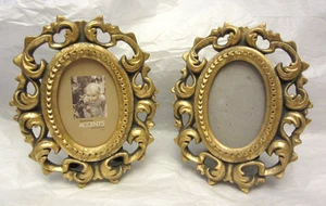 2 Vintage Interieur Akzente Tischplattengestell 2x3 Zoll goldfarben rund - Bild 1 von 5