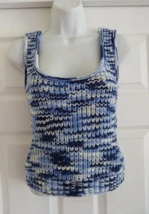 STAUD Gardenia Blues & White Ocean Chunky Knit Scoop Neck Tank Shell S XS $195 - Picture 1 of 11