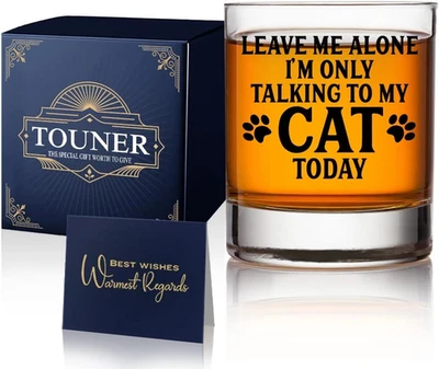 Vaso de whisky Leave Me Alone I'M Only Talking to My Cat, regalos para amantes de los gatos para hombres Foto 1 de 4