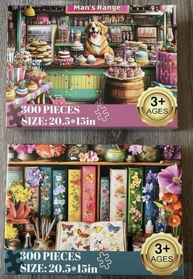 CE CPC 300pc Jigsaw Puzzles Flowers Dogs Spring Bakery Desserts  Floral Lot Of 2 - Image 1 of 3