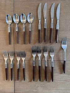 Juego de 16 piezas de cubiertos de acero inoxidable EKCO Eterna La Joya asas de madera cubiertos de colección - Imagen 1 de 10