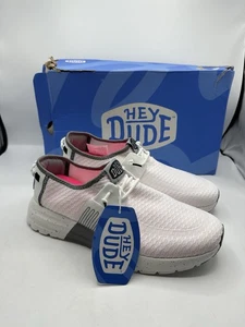 Hey Dude Women’s Sirocco Sport White Stripe Slip On Sneaker Shoes Size 11 No Box - Picture 1 of 11