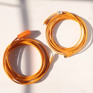 TetherPro USB 2.0 to Mini-B 5-Pin Tether Cable, 15', Orange w/ Active Extension - Picture 1 of 3