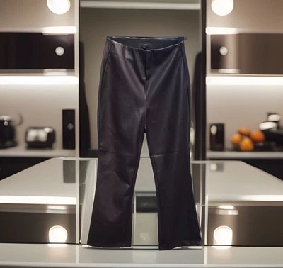 New Next Size 10 Long Berry PU Faux Leather Crop Kickflare Trousers High Rise - Image 1 of 4