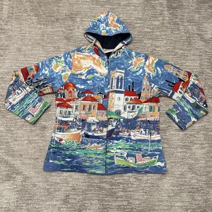 Chaqueta Michael Leu Mujer Grande Multicolor Estampado Puerto Cremallera Sudadera con Capucha Arte Costero - Imagen 1 de 11