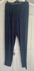 Long Tall Sally LTS Tall Women's Black With White Pattern Harem Trousers Size 16 - Picture 1 of 3