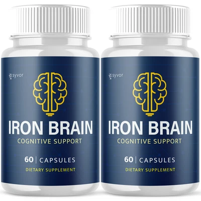 (Paquete de 2) Suplemento Cerebro Hierro Cerebro Fórmula Todo Natural 120 Cápsulas Foto 1 de 4