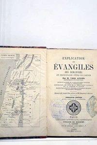 AUGER ERKLÄRUNG EVANGELIEN KARTEN PALÄSTINA JERUSALEM 1866 - Bild 1 von 5