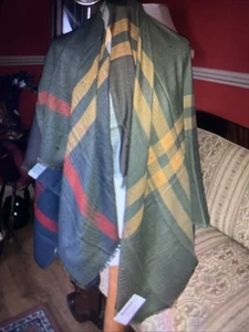 Barbour Large 100% Lambswool Scarf Shawl Pashmina 50X50in Classic Royal Tartan - Picture 1 of 4