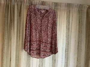 + SIZE BOHO PEASANT pink/ red TUNIC TOP FITS 16 - Picture 1 of 2
