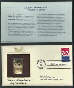# 1825 VETERANS ADMINISTRATION, 50 YEARS OF SERVICE 1980 Gold Foil Cover - Picture 1 of 1