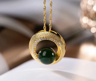 I02 Elegante Collana A Cerchio Con Ambra Dominicana In Argento 925 Placcato Oro - Immagine 1 di 4