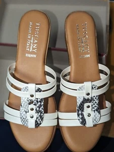 Easy Street Womens Tuscany by  Micola Sandals, White/Snake 8.5 - Picture 1 of 5