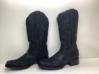 BOTAS PRETAS FEMININAS JB DILLON COWBOY INCRUSTADAS TAMANHO 9 B - Imagem 1 de 4