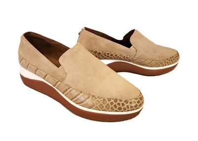 全新无标签 Donald J Pliner 尺码 10 M,女式 Lizzee Clog 麂皮绒鞋 天然米色 — 第 1/4 张图片