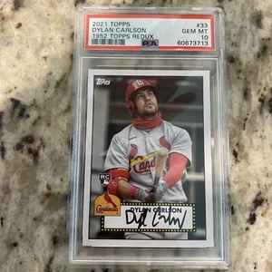 2021 Topps Dylan Carlson 1952 Topps Redux Rookie RC #33 PSA 10 GEM MT QTY - Picture 1 of 1