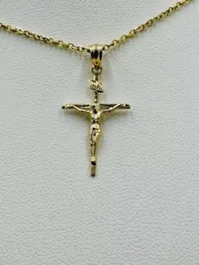 Solid 14k Yellow Gold Jesus Cross Pendant W Box (From Italy) 772-5056 - Picture 1 of 6