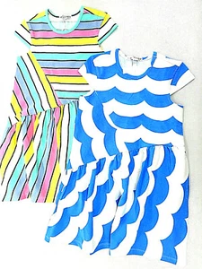 Girls Art & Eden 4-Way-Stretch Blue & White Waves OR Pastel Stripes Dresses Sz 5 - Picture 1 of 7