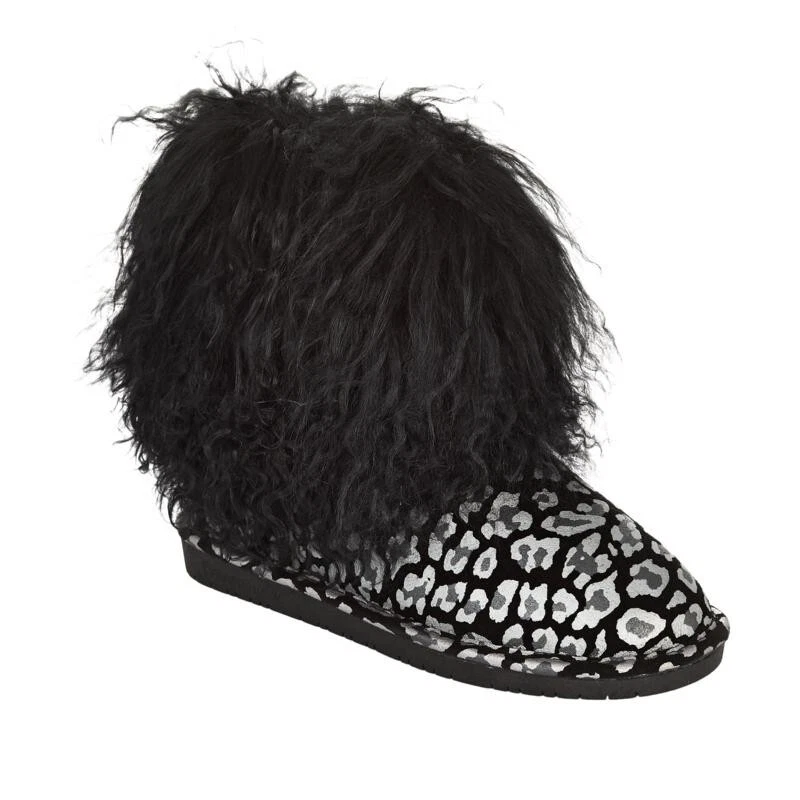 Bearpaw Womens Boots Boo Suede and Curly Lamb Animal Print US Women Size 10 - Image 1 of 1