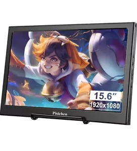 Pisichen Portable Monitor 15.6 Inch Full HD Gaming LED Display Built In Speakers - Picture 1 of 10
