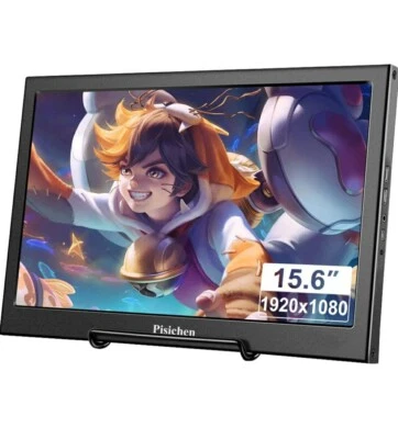 Pisichen Portable Monitor 15.6 Inch Full HD Gaming LED Display Built In Speakers - Image 1 of 4