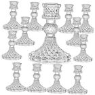  12 Pack Crystal Candle Holders, Clear Taper Candlestick, Thick Clear-diamond