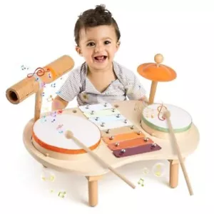 Drum Set for Toddlers 1-3 Year Old Boys Girls Baby Wooden Musical Instruments - Picture 1 of 7