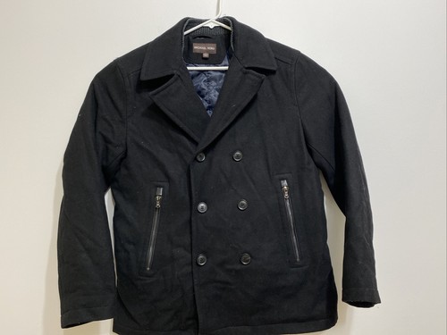 Michael Kors Cappotto Uomo Nero Pea Taglia Large Giacca Foderata Misto Lana Rayon