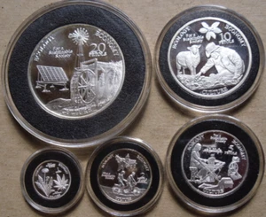 COMPLETE SILVER PETOL SET Mattole Humboldt Free State RARE Coin Round .999 Fine - Picture 1 of 4