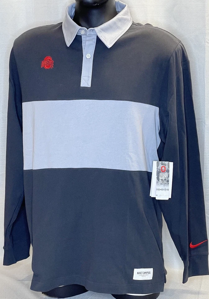 Nike Ohio State Buckeyes Long Sleeve Polo Shirt DO4715-045 Adult Unisex Medium