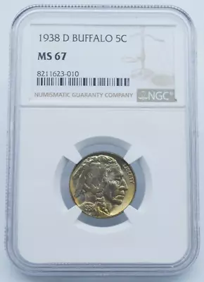 1938-D Indian Head Buffalo 5c Nickel NGC MS 67 Super Toned - U1096 - Image 1 of 4
